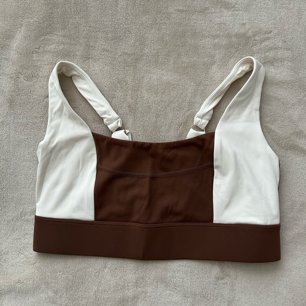 Monday Swimwear Brown and White Sports Bra